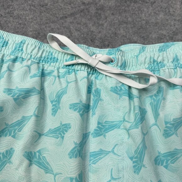 Huk Swim Trunks Mens XL Blue Teal Stretch Drawstring Beach Fish Shark Pockets - Picture 4 of 10